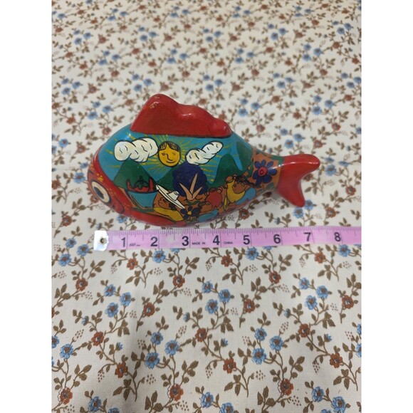 Hand Painted Ceramic Fish Figurine Folk Art Colorful Mexican Style - Picture 12 of 12